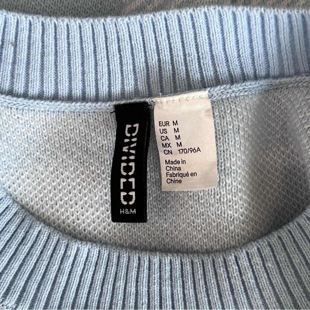 H&M Cropped Plaid Short Sleeve Knit Sweater Top Sz M - Picture 12 of 16